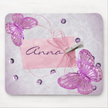 Conception assez rose personnalisable de papillon tapis de souris