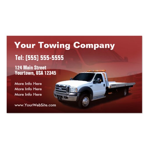 Conception blanche de camion de Towing Company Cartes De Visite Professionnelles