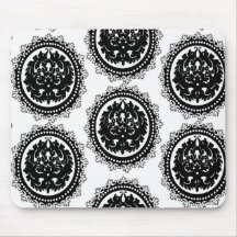 conception blanche noire de damassé de crête de ce tapis de souris