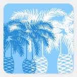 conception bleue de motif de vacances de palmiers autocollants