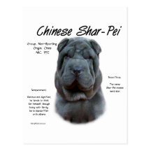 Conception (bleue) d'histoire de Shar Pei de Chino Cartes Postales