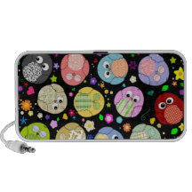 Conception colorée de hiboux et de fleurs haut-parleur ordinateur portable