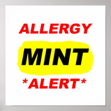 Conception d'allergie de menthe d'alerte d'allergi affiche
