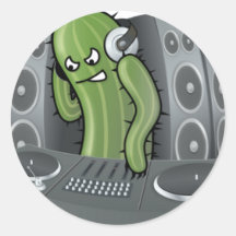 Conception de cactus du DJ Autocollant Rond