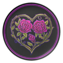 Conception de coeur de rosier assiette pour soirée