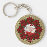 Conception de fête de poinsettia porte-clefs