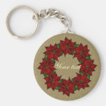 Conception de fête de poinsettia porte-clefs