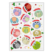 Conception de hiboux de Noël Carte De Vœux