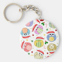 Conception de hiboux de Noël Porte-clefs