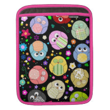Conception de hiboux et de fleurs de Kawaii Poches iPad