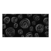 Conception de motif de rose de noir cartes de vœux avec photo