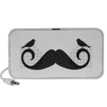 conception de moustache avec des oiseaux haut-parleurs notebook