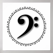 Conception de note de musique de clef basse affiches