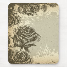 conception de roses gravée à l'eau-forte par cru tapis de souris