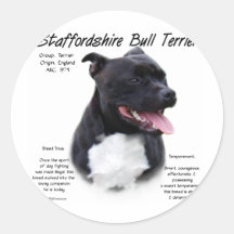Conception d'histoire de bull-terrier du Staffords Adhésifs Ronds