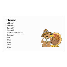 conception d'ours de nounours de dinde de thanksgi cartes de visite professionnelles