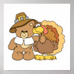 conception d'ours de nounours de dinde de thanksgi posters