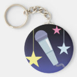 conception du microphone et des étoiles du chanteu porte-clefs