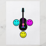 Conception du smiley CMYK de guitare acoustique Prospectus Personnalisés