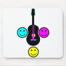 Conception du smiley CMYK de guitare acoustique Tapis De Souris