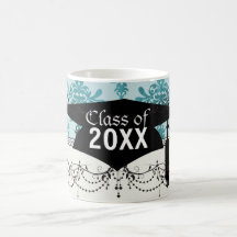 conception élégante de damassé avec le bleu tasse