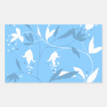 Conception florale bleue extraordinaire de fleur sticker en rectangle