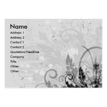 Conception florale grunge - B&W gris-clair Cartes De Visite Personnelles