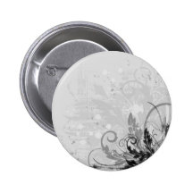 Conception florale grunge - B&W gris-clair Pin's