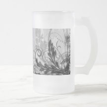 Conception florale grunge - B&W gris-clair Tasse À Café