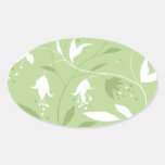 Conception florale verte de motif de fleur autocollants ovales