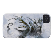 Conception grunge de ciel bleu de nuages de dragon coques iPhone 4 Case-Mate