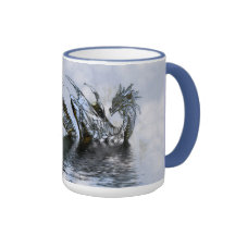 Conception grunge de ciel bleu de nuages de dragon tasse à café