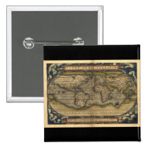 Conception historique du monde d'atlas vintage de  badges avec agrafe