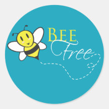 Conception inspirée libre d'abeille adhésif rond
