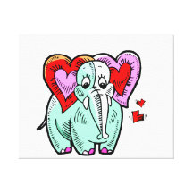 conception mignonne d'oreilles de coeur d'éléphant impression sur toile