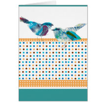 Conception moderne de polka d'oiseau bleu mignon d carte de vœux