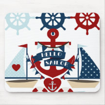 Conception nautique de bateau à voile d'ancre de m tapis de souris