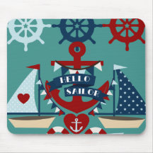 Conception nautique de bateau à voile d'ancre de m tapis de souris