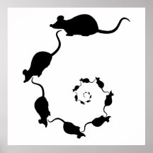 Conception noire mignonne de souris. Spirale des s Posters