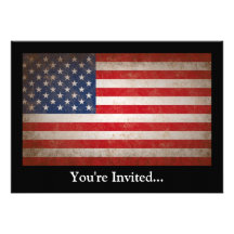 Conception patriotique vintage de drapeau américai invitation personnalisable