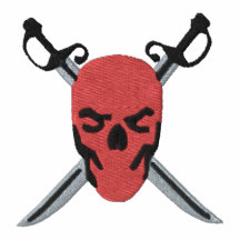 Conception rouge de crâne et de pirate d'épées
