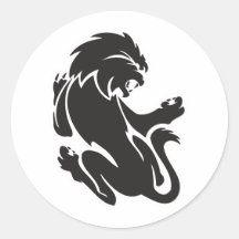 Conception tribale de tatouage de lion autocollants ronds