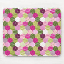 Conception verte assez rose d'édredon de patchwork tapis de souris