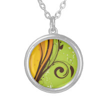 conception verte, d'orange et de brun de flourish collier