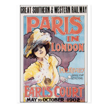 Conception vintage d'affiche de voyage d'une dame cartes postales