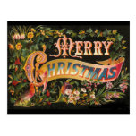 Conception vintage de fleur de Joyeux Noël Cartes Postales
