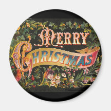 Conception vintage de fleur de Joyeux Noël Magnets