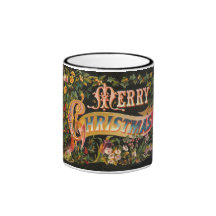 Conception vintage de fleur de Joyeux Noël Tasse