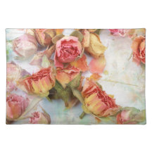 Conception vintage de roses secs sets de table