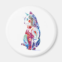 Conceptions de chat de Paisley Magnets Pour Réfrigérateur